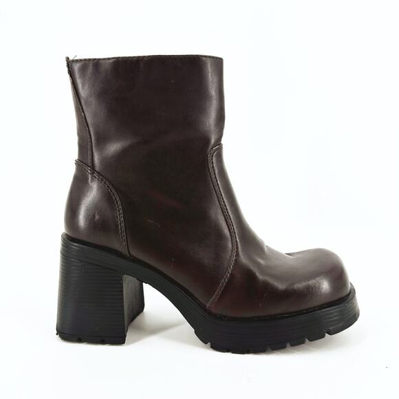 VTG American Eagle Y2K Platform Boots 8M Chunky Brown Grunge 90s Bratz Lug Brown - Picture 1 of 11